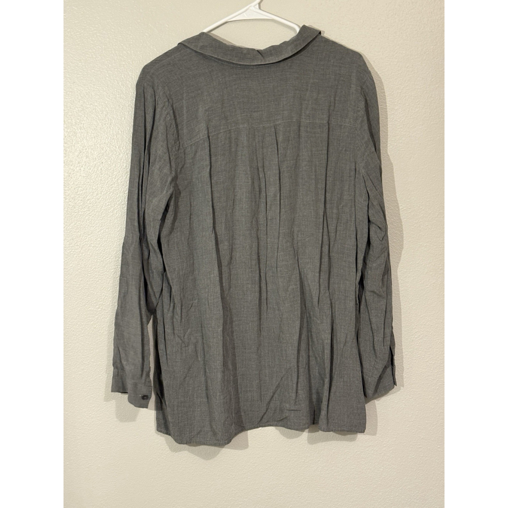 J. Jill Long Sleeve Button Front Tunic Gray Sz L Rayon Workwear Corpcore Mature - Picture 4 of 4
